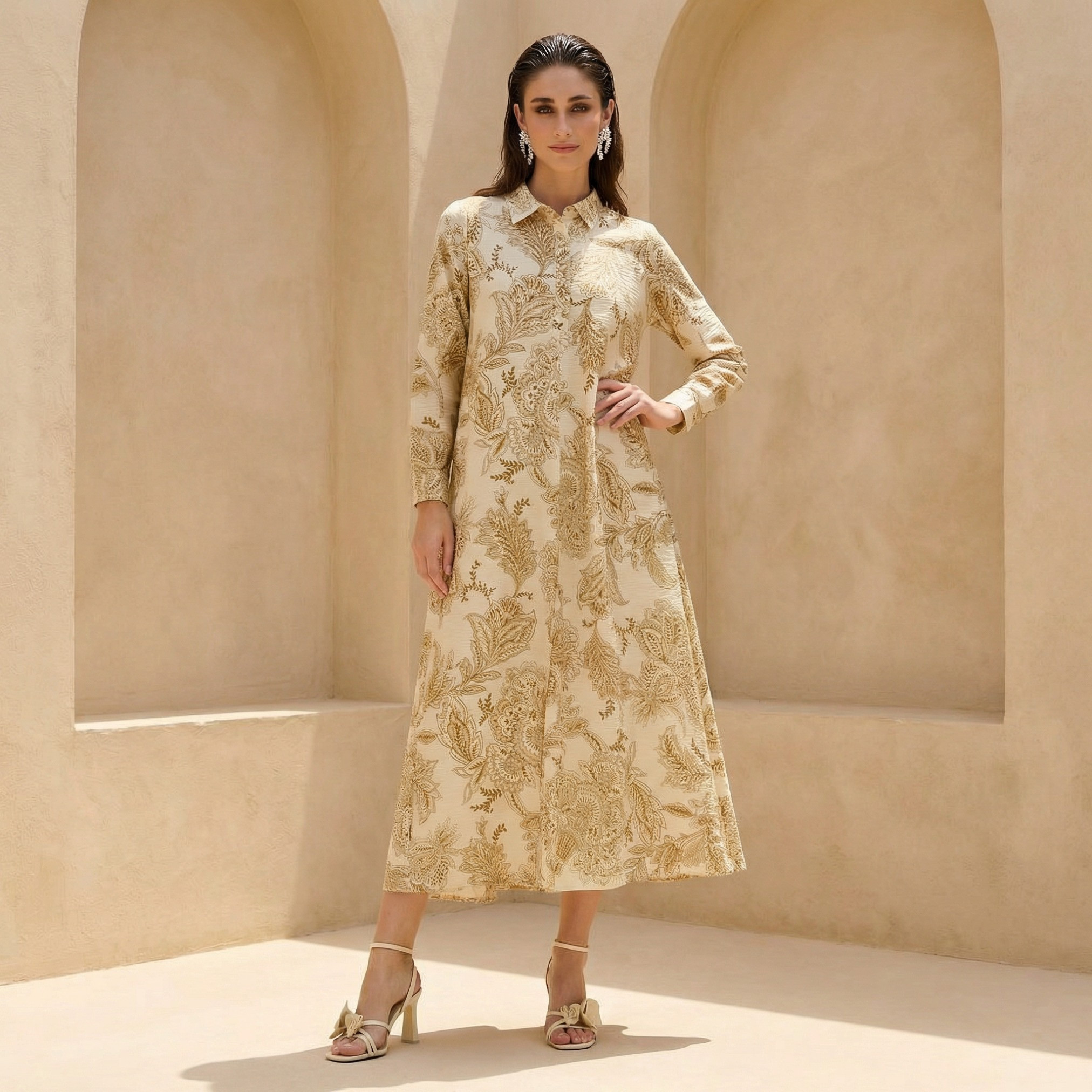 Iconic Printed Women Shirt Dress with Concealed Placket-women-clothing-dresses-image-1