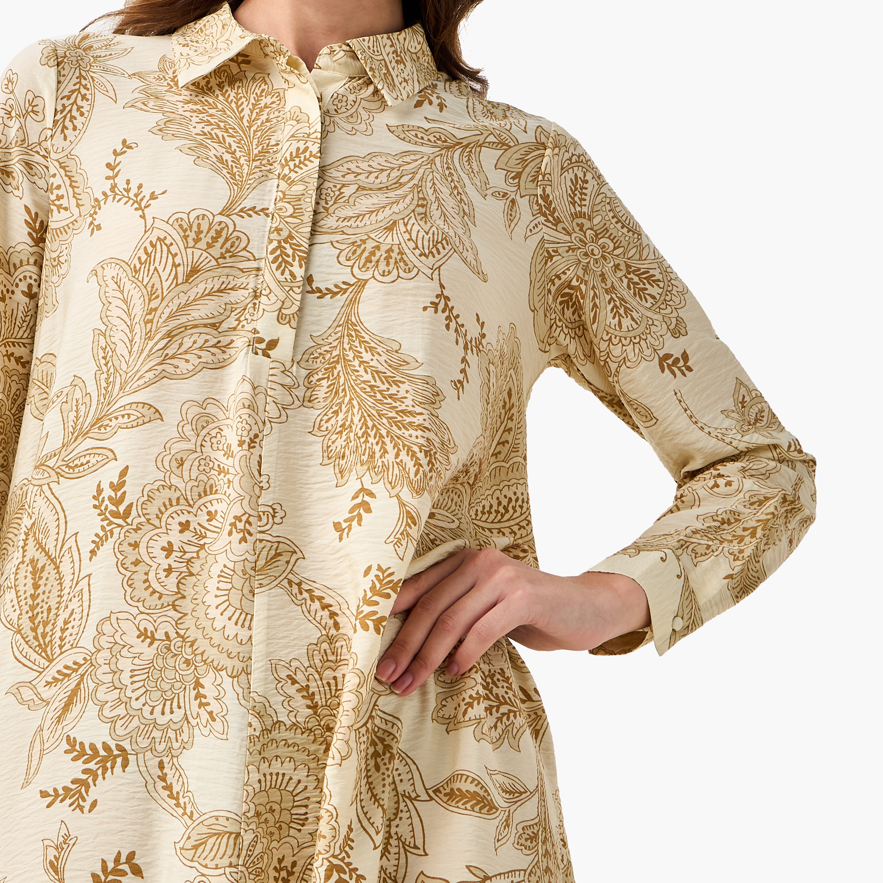 Iconic Printed Women Shirt Dress with Concealed Placket-women-clothing-dresses-image-2