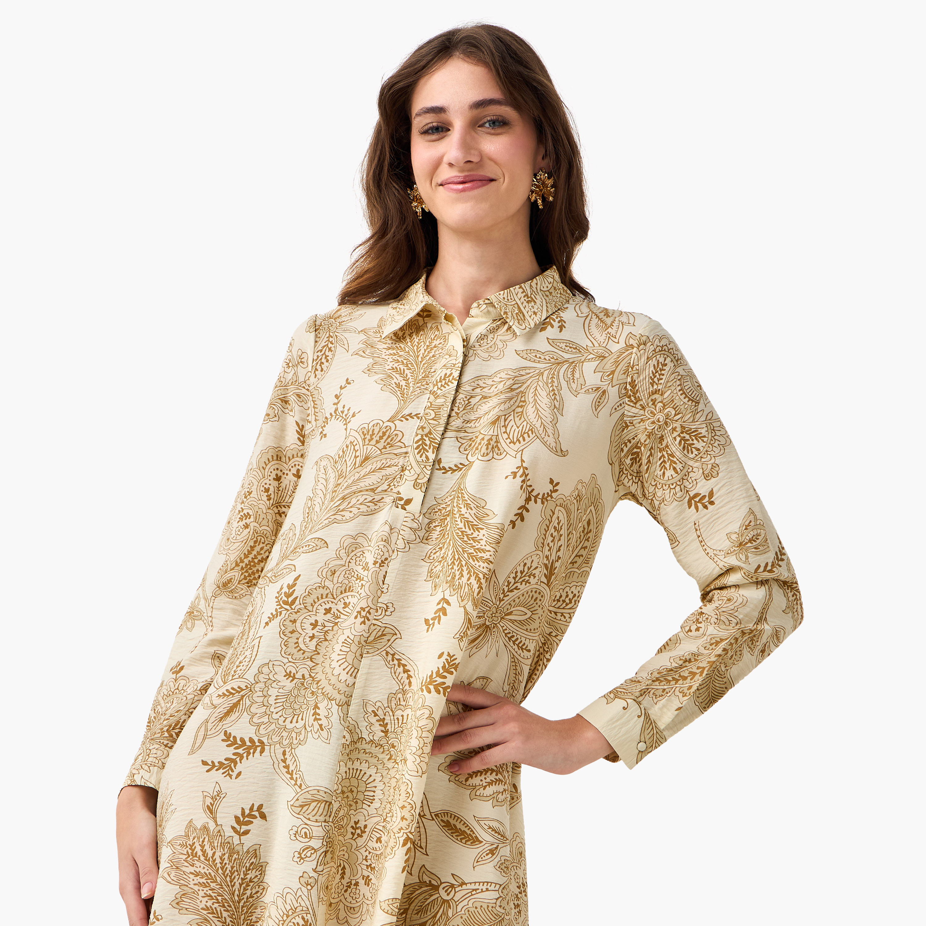 Iconic Printed Women Shirt Dress with Concealed Placket-women-clothing-dresses-image-5
