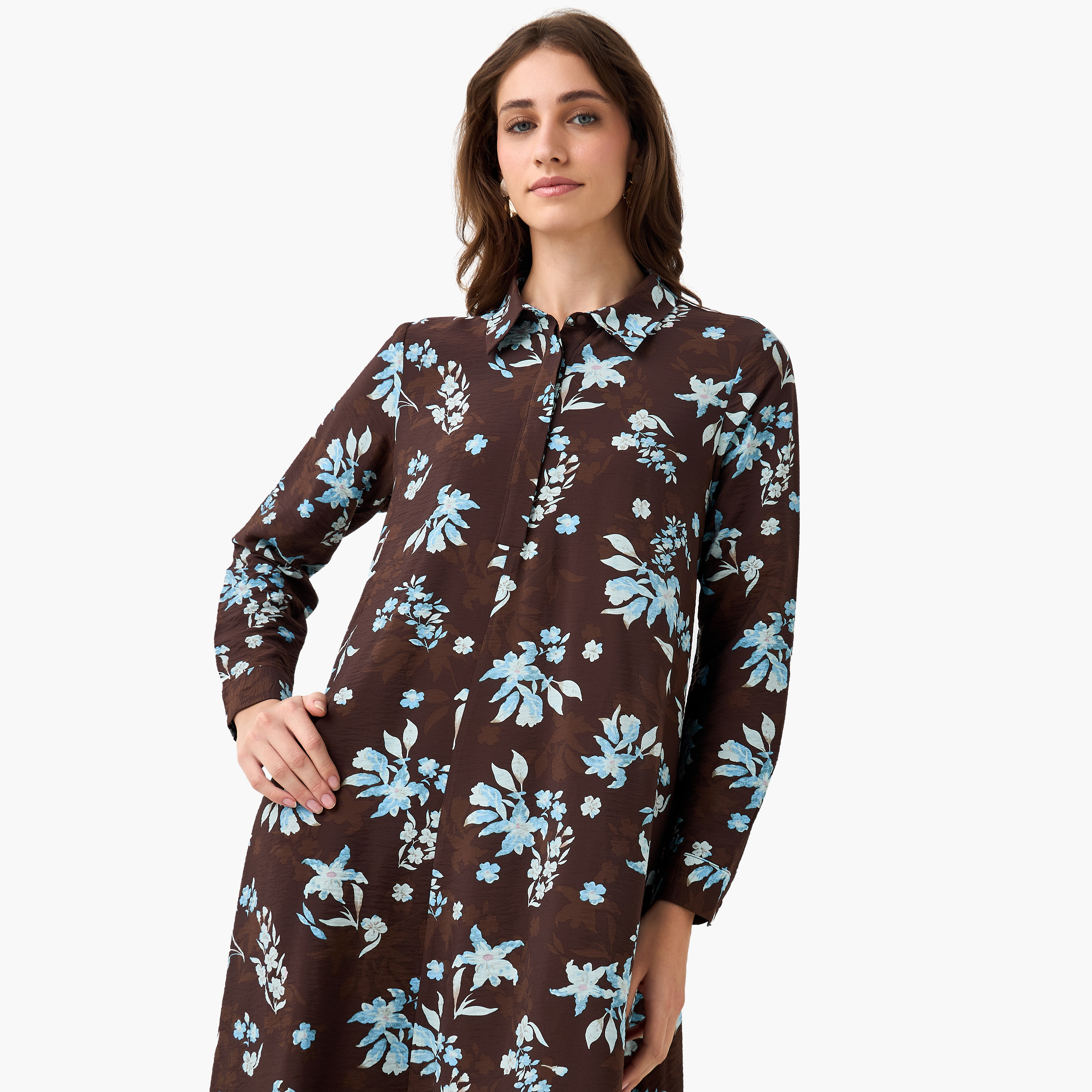 Iconic Printed Women Shirt Dress with Concealed Placket-women-clothing-dresses-image-5