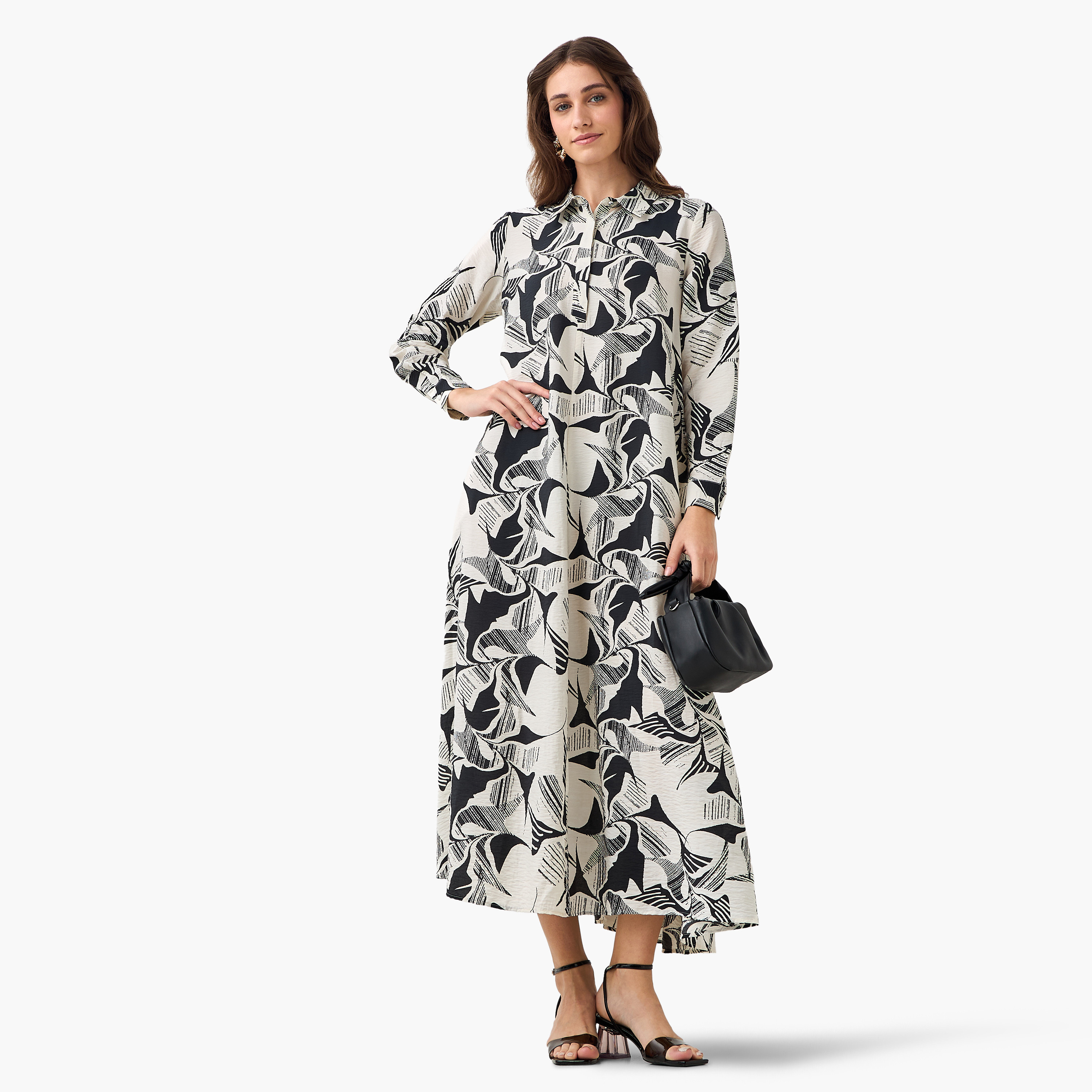 Iconic Printed Women Shirt Dress with Concealed Placket-women-clothing-dresses-image-4