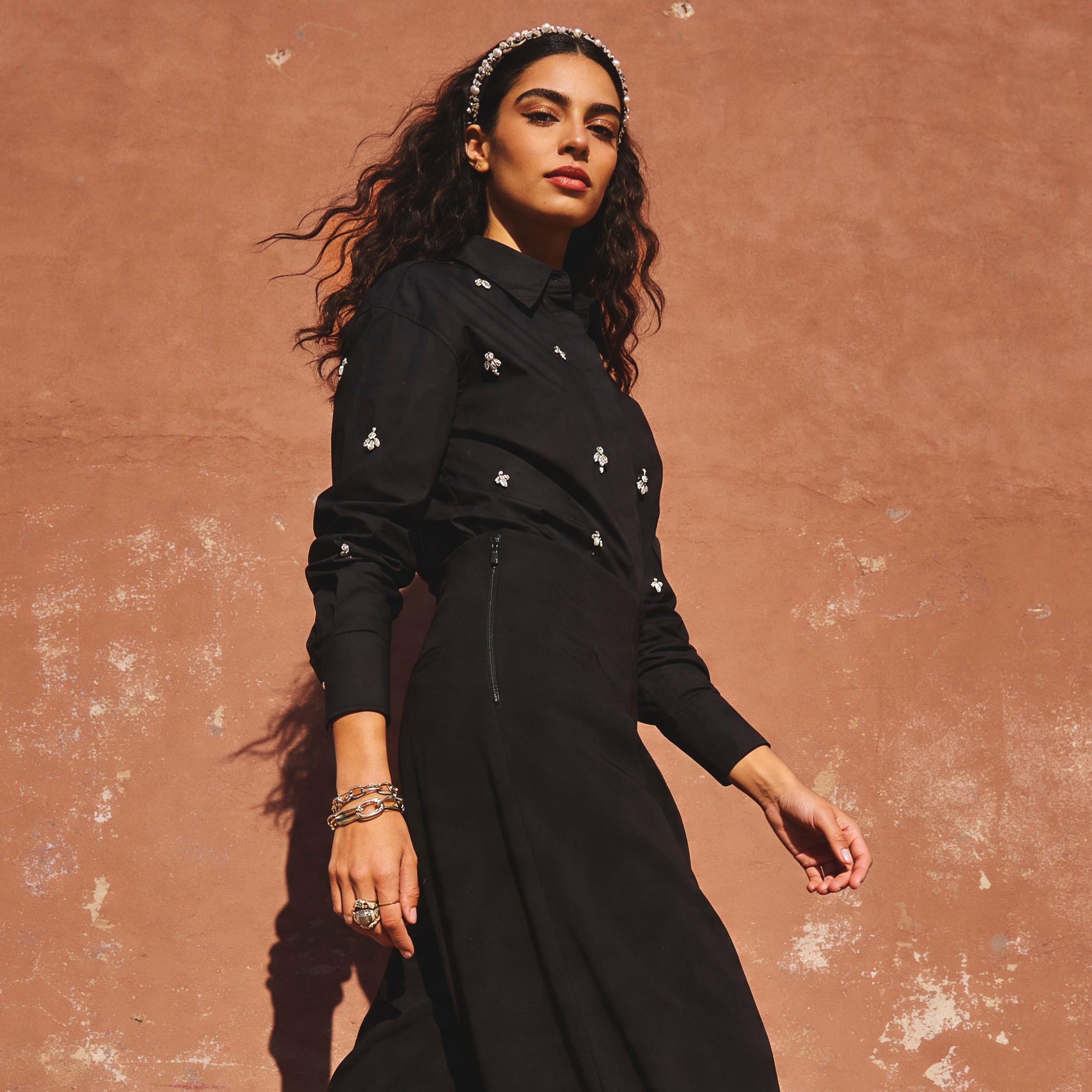 Iconic Relaxed Fit Cotton Shirt with Stone Embellishment-women-clothing-shirtsandblouses-shirts-image-1