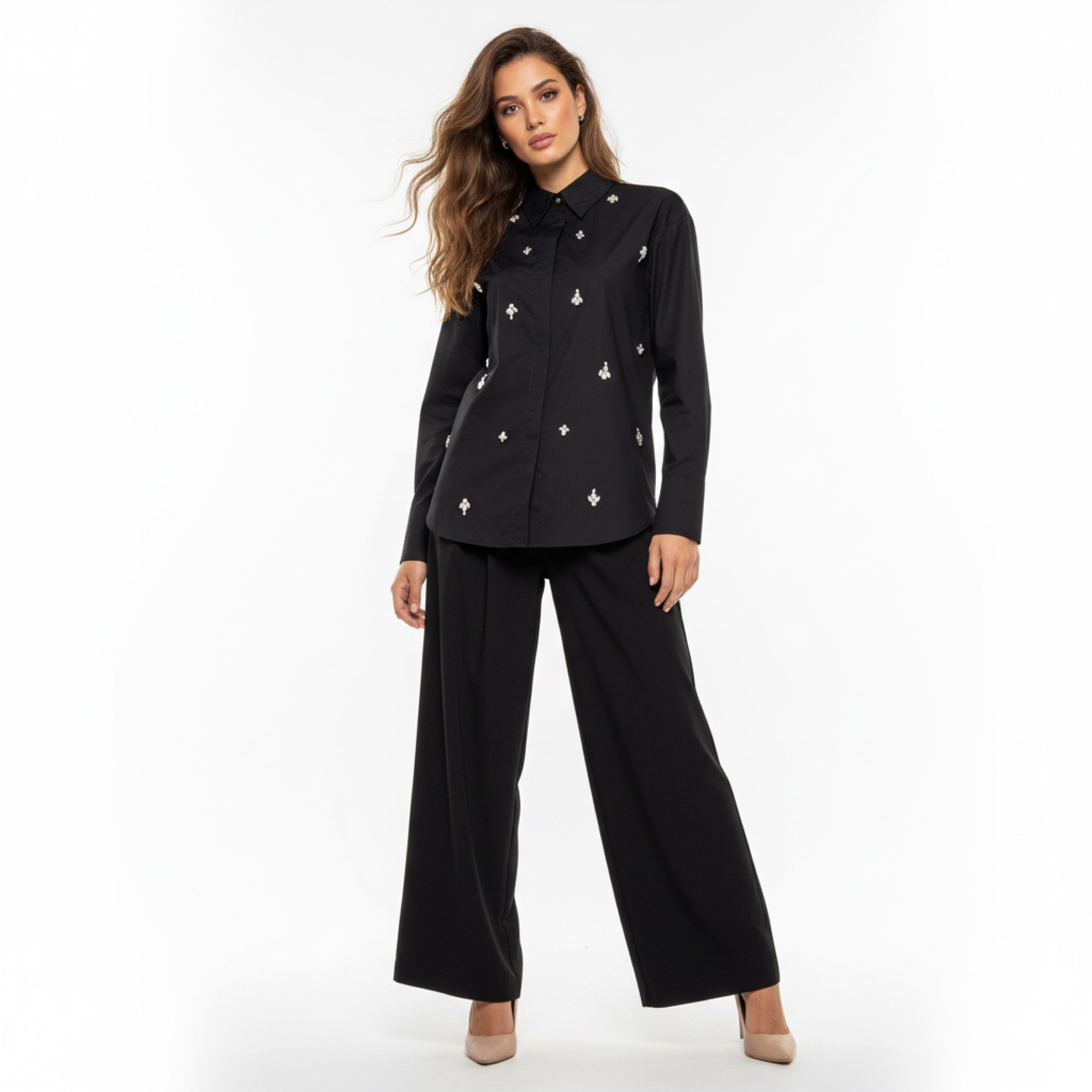 Iconic Relaxed Fit Cotton Shirt with Stone Embellishment-women-clothing-shirtsandblouses-shirts-image-3