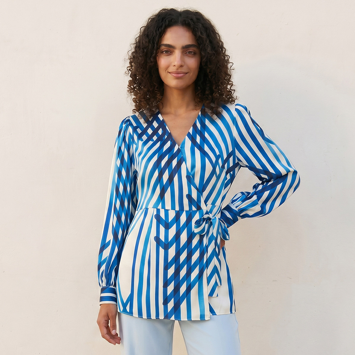 Splash Iconic Wrap Top with Print-women-clothing-shirtsandblouses-blouses-image-1