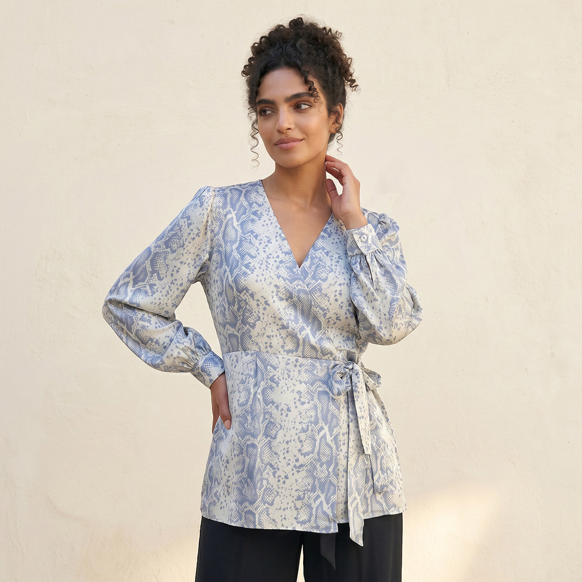Splash Iconic Wrap Top with Print-women-clothing-shirtsandblouses-blouses-image-1