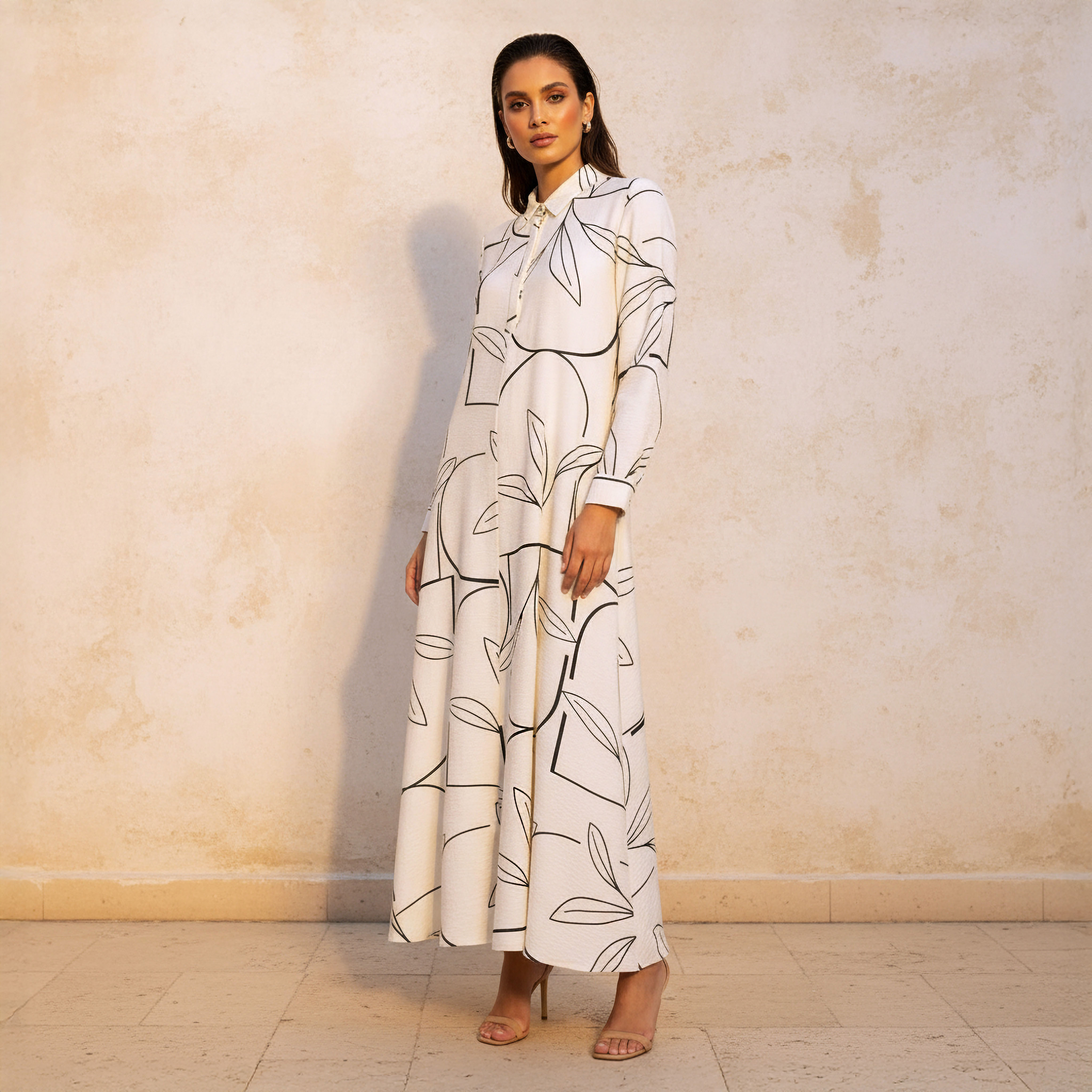 Iconic Printed A-line Women Dress with Concealed Placket-women-clothing-dresses-image-1