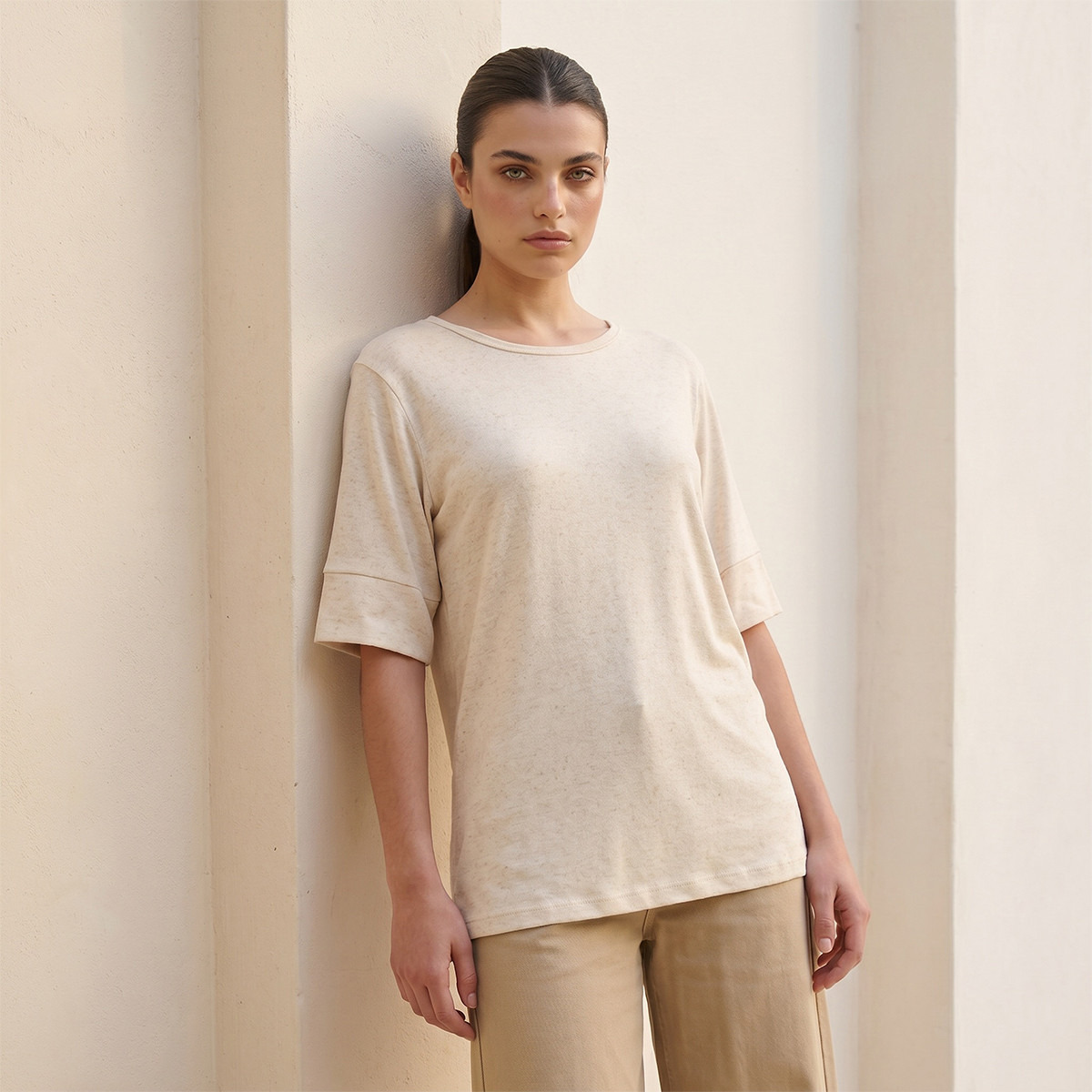 Splash Iconic Regular Fit T-shirt with Crew Neck-women-clothing-tshirts-image-1