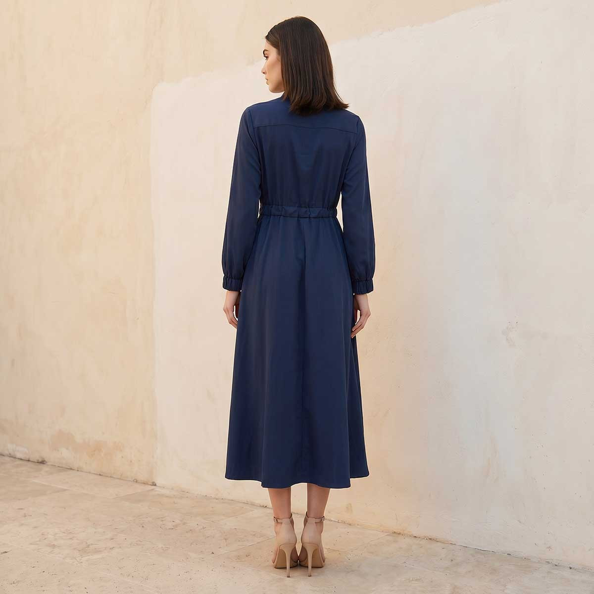 Iconic Midi Shirt Dress with Drawstring Waist-women-clothing-dresses-image-4