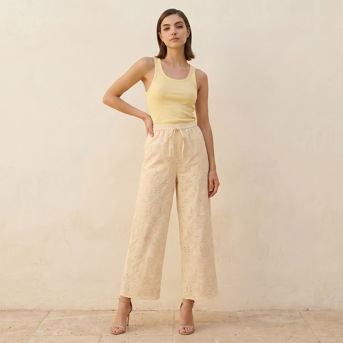 Iconic Elasticated Waist Embroidered Cotton Wide Leg Pants-women-clothing-bottoms-trousers-image-3