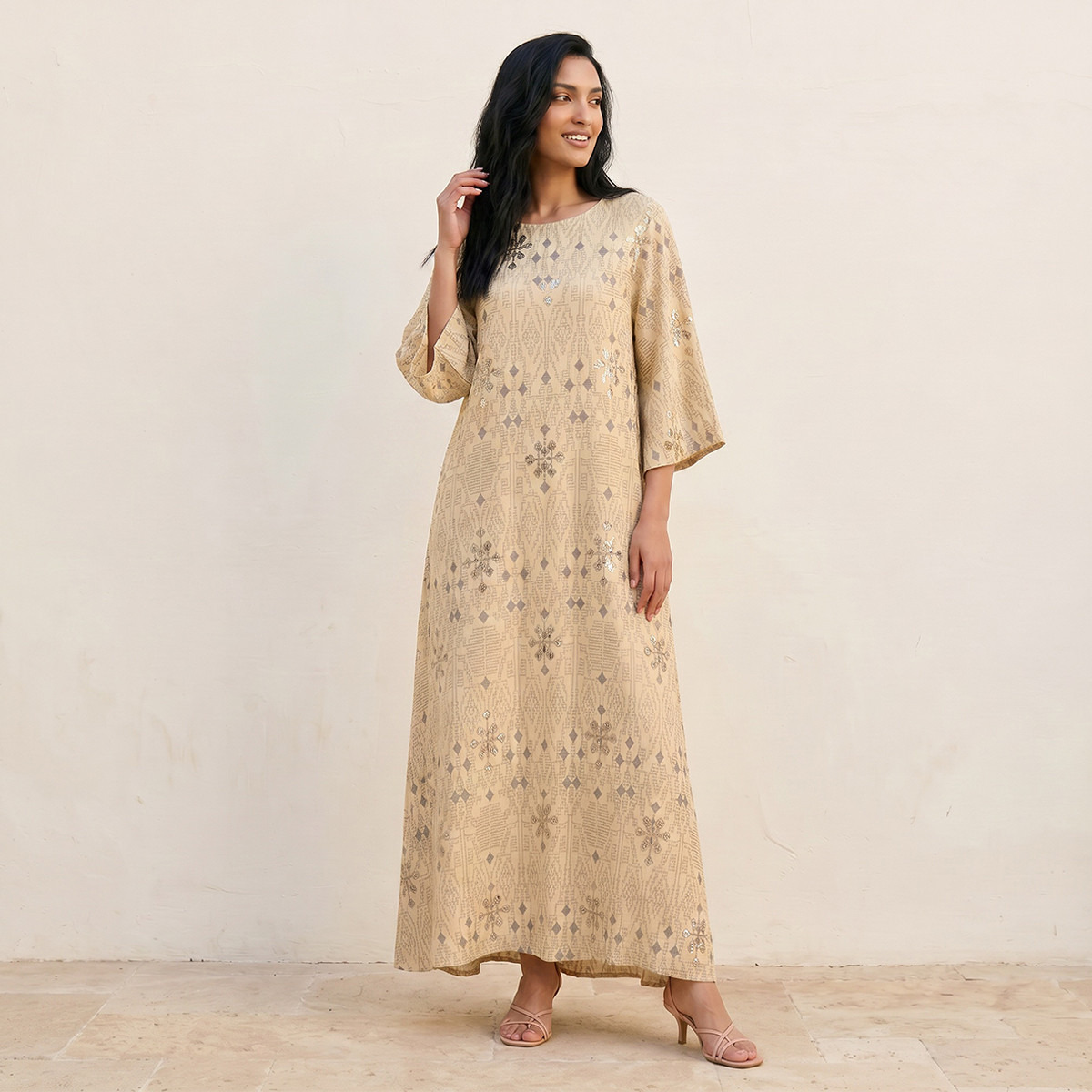 Iconic A-line Maxi Length Dress with Embroidered Design-women-clothing-dresses-image-3