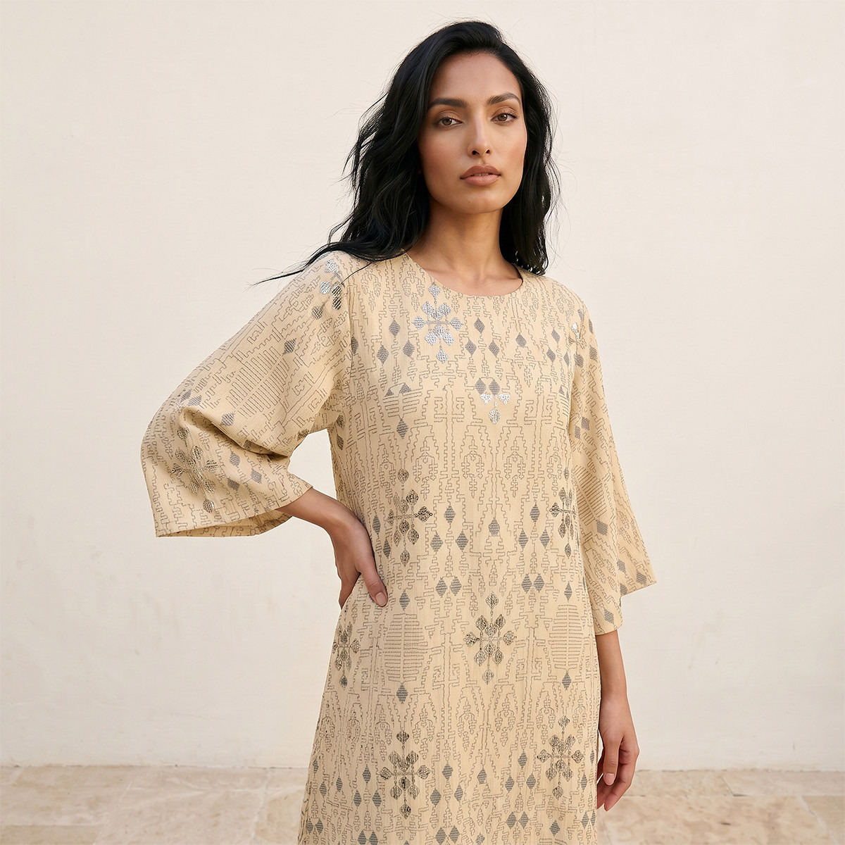 Iconic A-line Maxi Length Dress with Embroidered Design-women-clothing-dresses-image-5