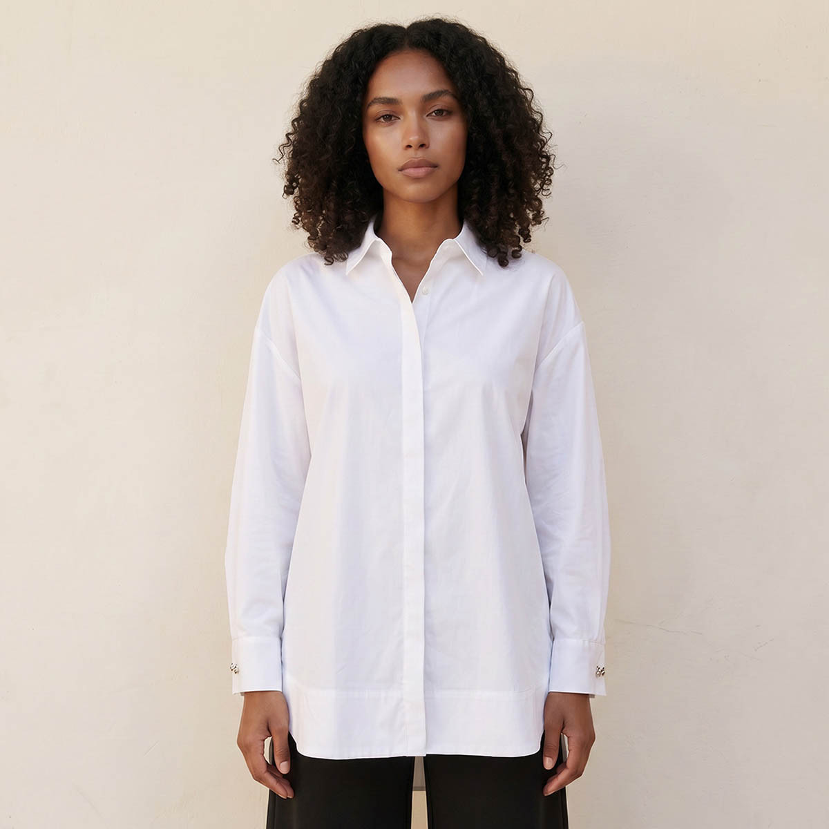 Iconic Poplin Relaxed Fit Shirt with High-Low Hem-women-clothing-shirtsandblouses-shirts-image-1