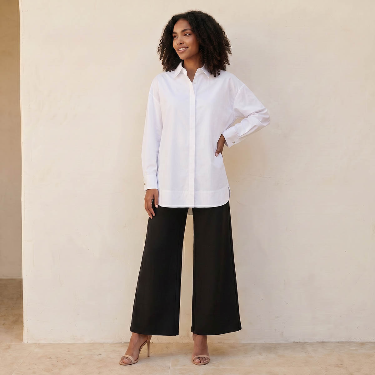 Iconic Poplin Relaxed Fit Shirt with High-Low Hem-women-clothing-shirtsandblouses-shirts-image-3