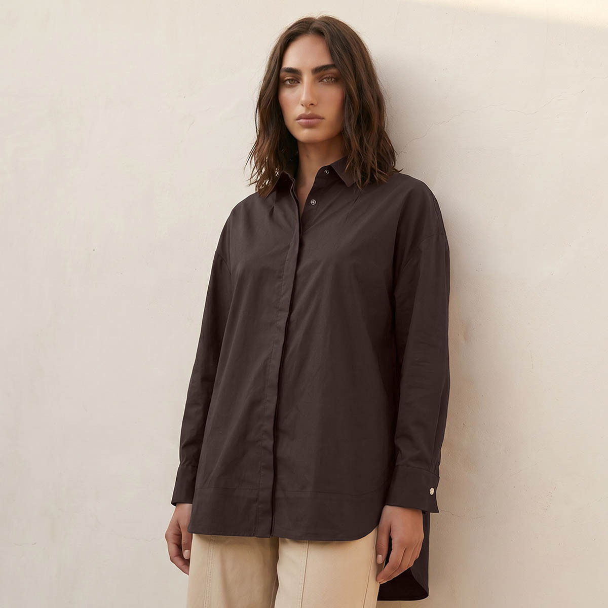 Iconic Poplin Relaxed Fit Shirt with High-Low Hem-women-clothing-shirtsandblouses-shirts-image-6