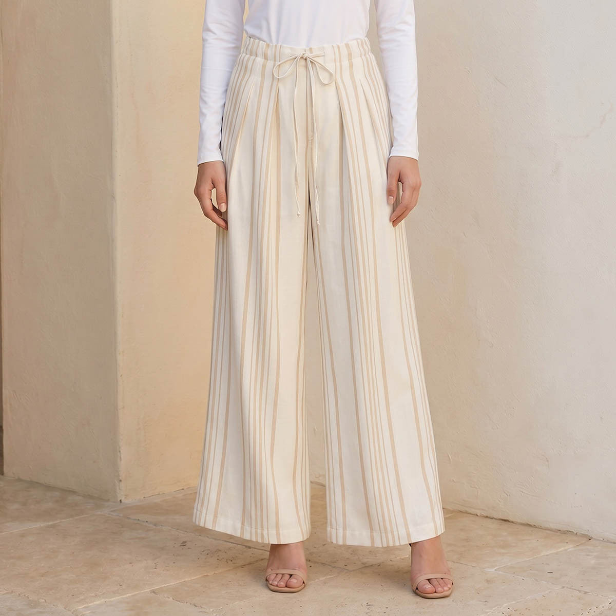 Splash Iconic Wide Leg Striped Trousers-women-clothing-trousers-image-1
