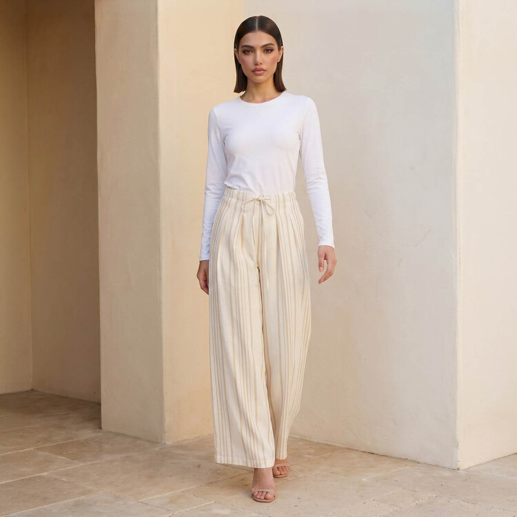 Splash Iconic Wide Leg Striped Trousers-women-clothing-trousers-image-3