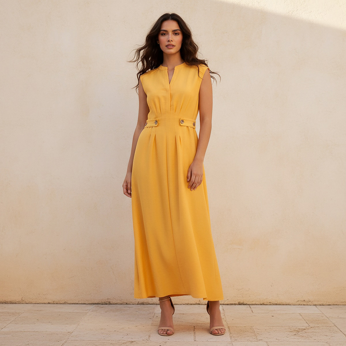 فستان إيه لاين ميدي بأزرار من آيكونيك-women-clothing-dresses-image-1