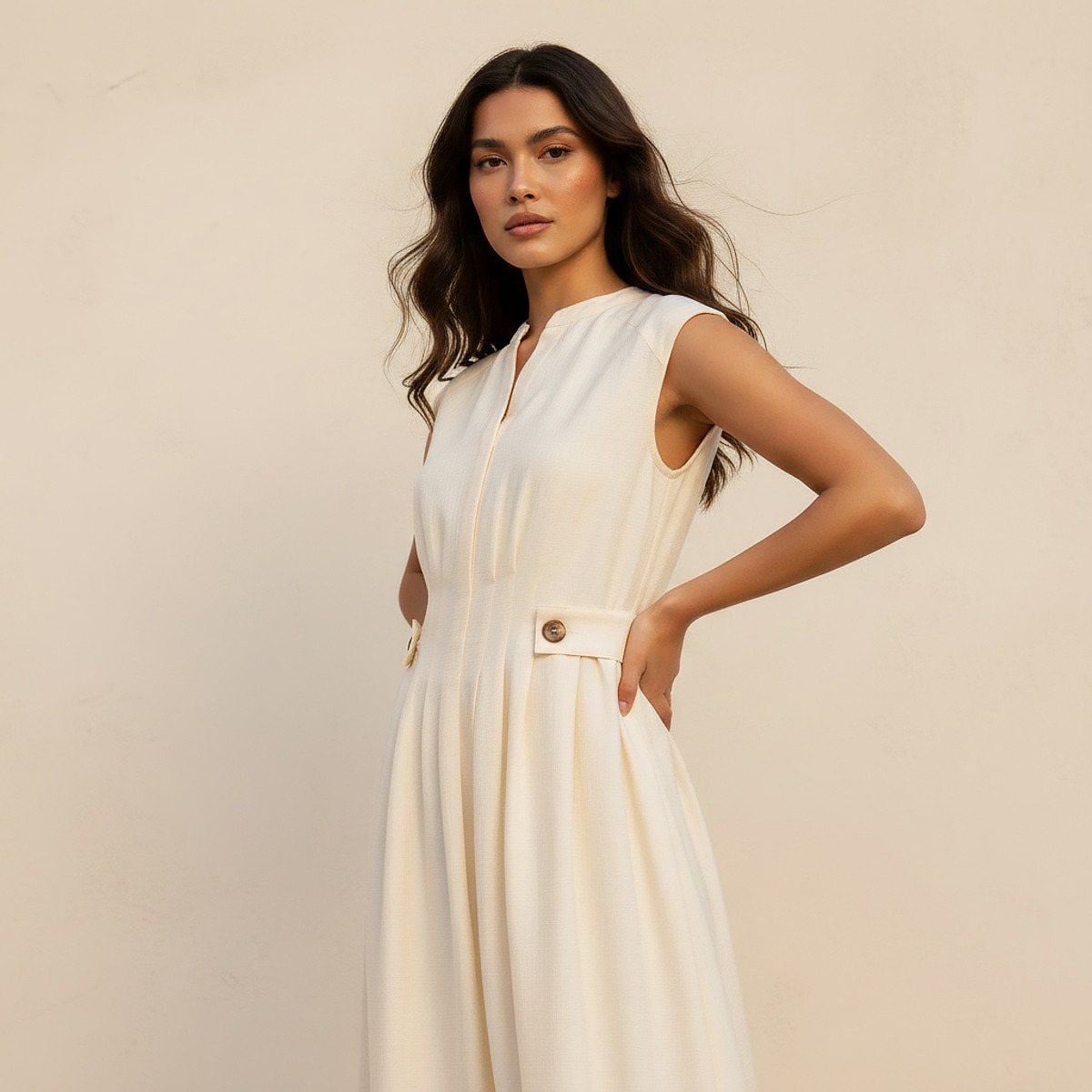 فستان إيه لاين ميدي بأزرار من آيكونيك-women-clothing-dresses-image-3