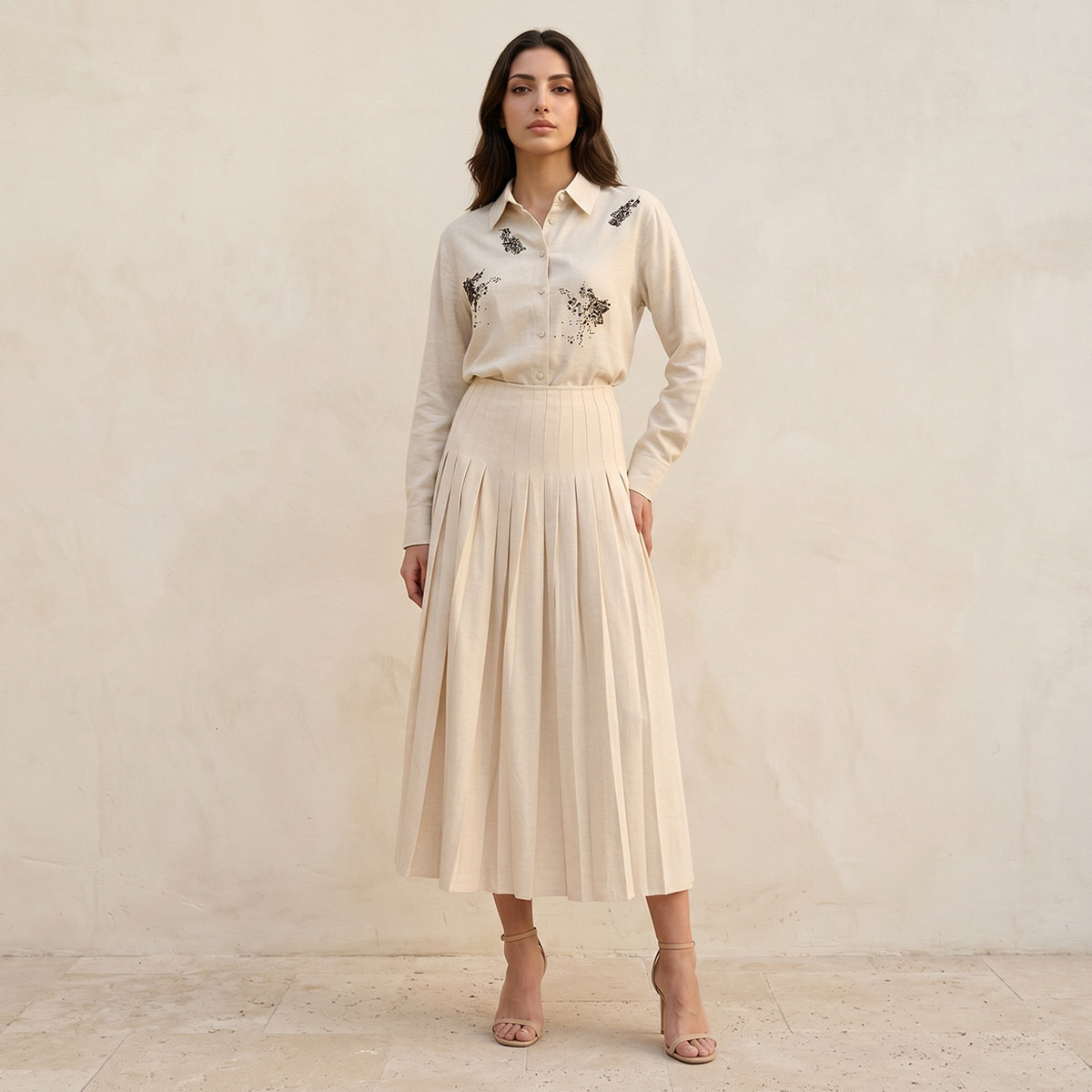 Iconic Midi Knife Pleat Skirt Zip Closure-women-clothing-skirts-image-3