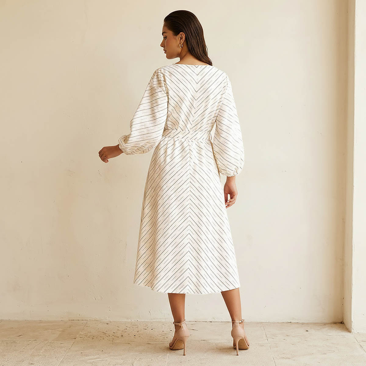Iconic Striped Women Dress with Keyhole Neck-women-clothing-dresses-image-4