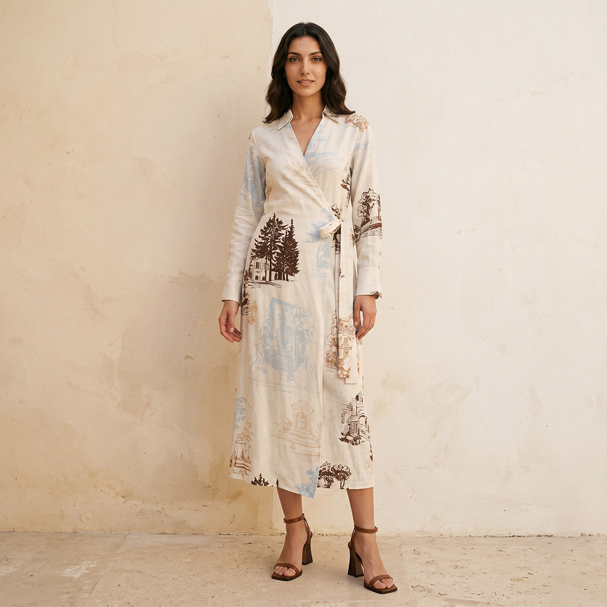 فستان ملفوف بطبعات من سبلاش آيكونيك-women-clothing-dresses-image-1