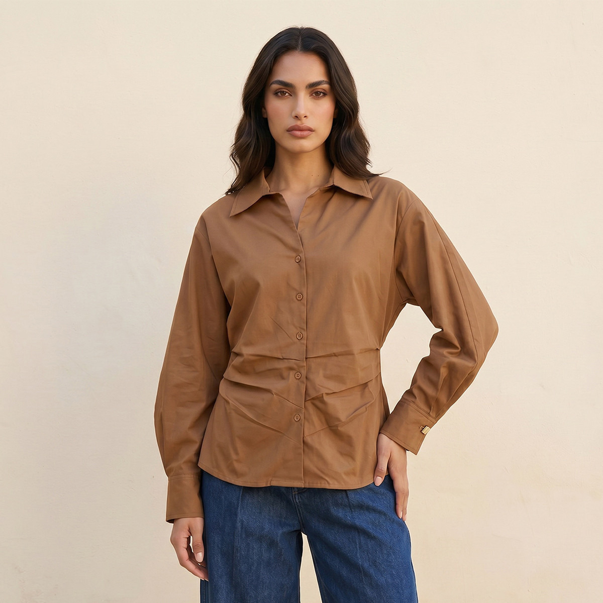 Splash Iconic Poplin Shirt with Volume Sleeves-women-clothing-shirtsandblouses-shirts-image-1