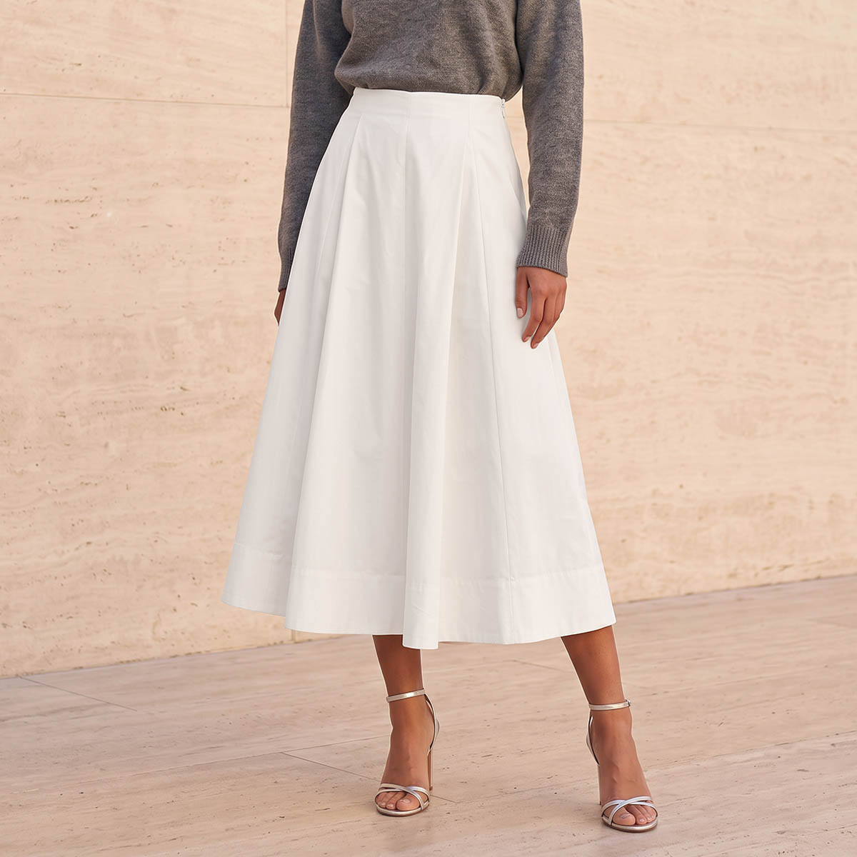 Splash Iconic Midi Length Cotton Panelled Skirt-women-clothing-skirts-image-1