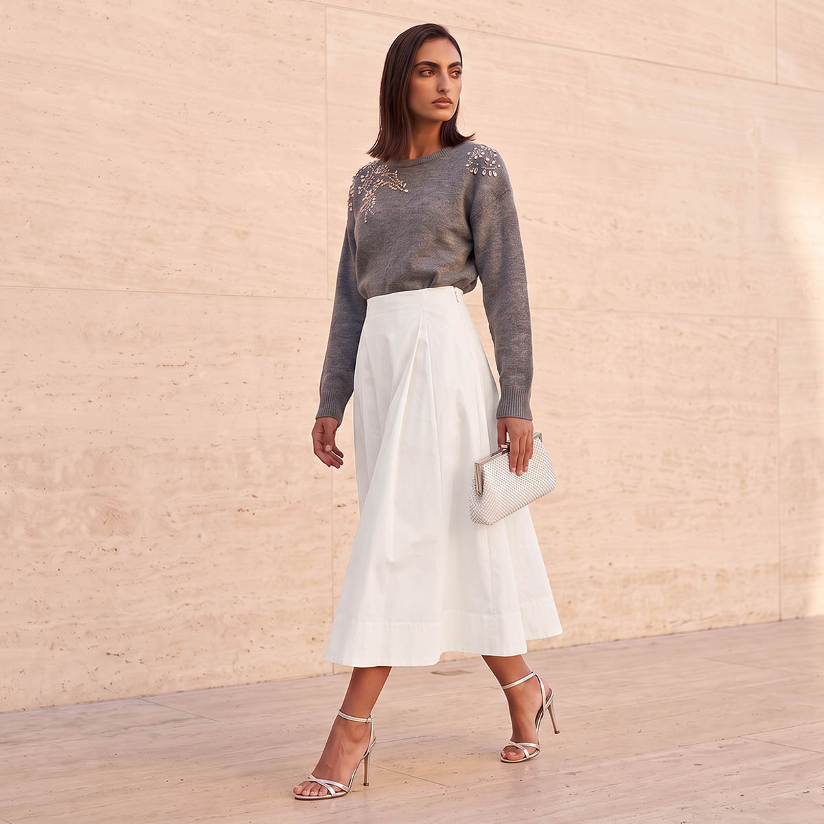 Splash Iconic Midi Length Cotton Panelled Skirt-women-clothing-skirts-image-2