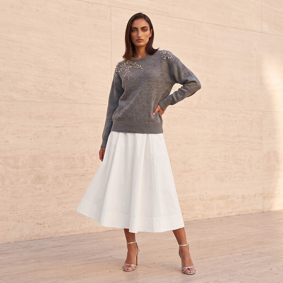 Splash Iconic Midi Length Cotton Panelled Skirt-women-clothing-skirts-image-5