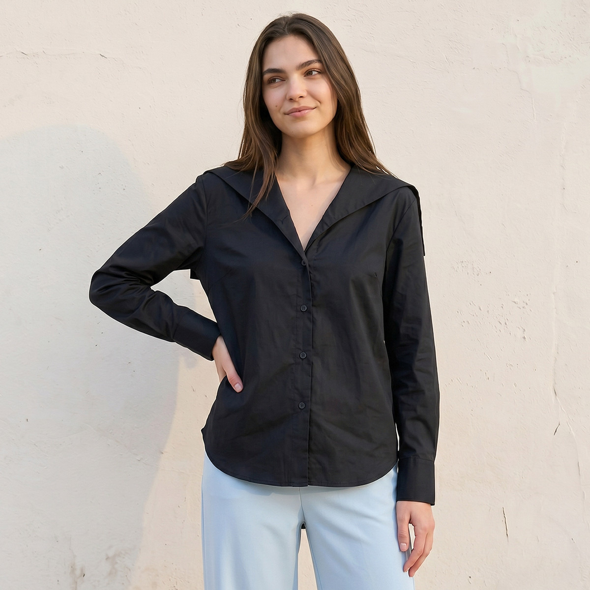 Splash Iconic Cotton Shirt Sailor Collar-women-clothing-shirtsandblouses-shirts-image-1