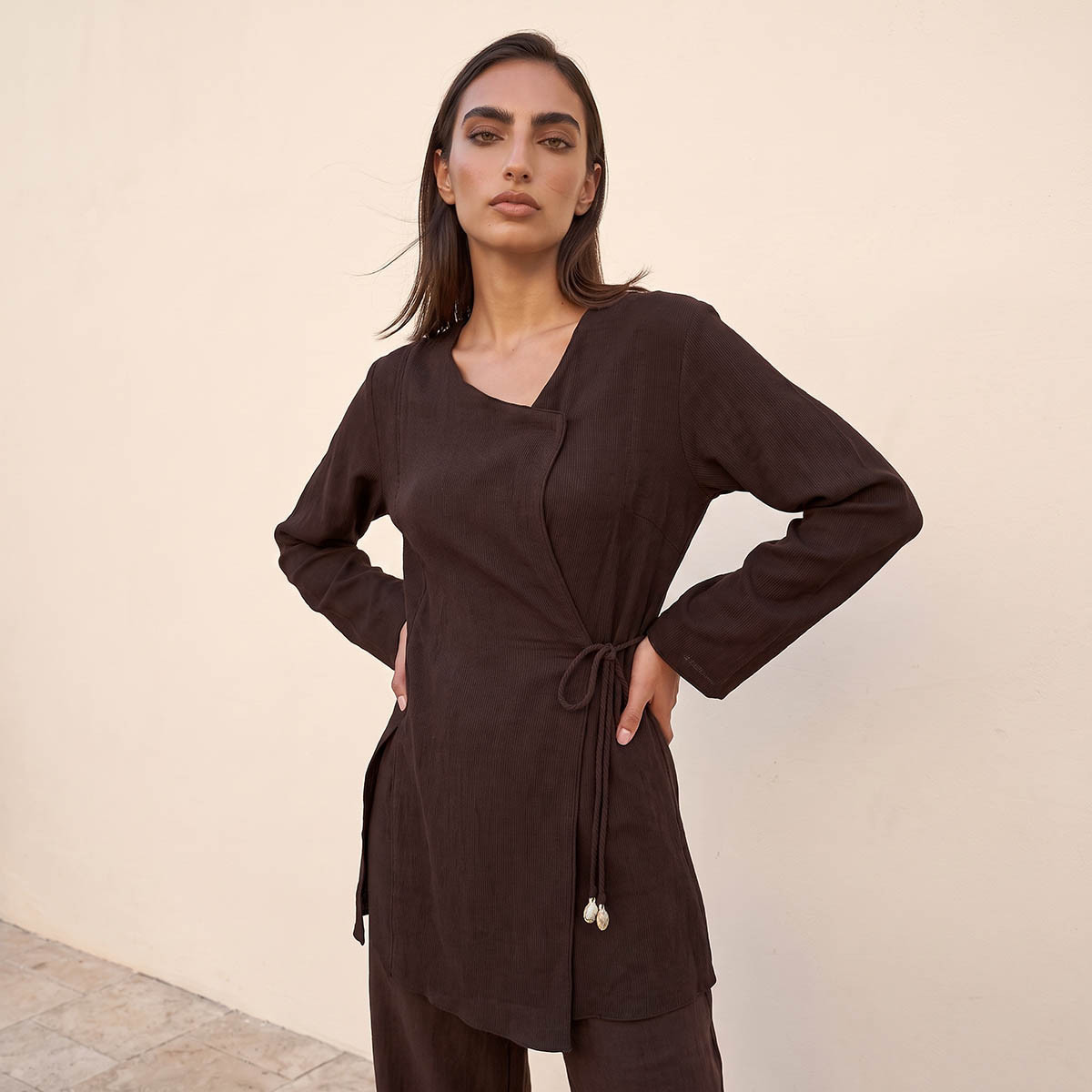 توب لف بتفصيل رباط للإغلاق من سبلاش-women-clothing-shirtsandblouses-blouses-image-1