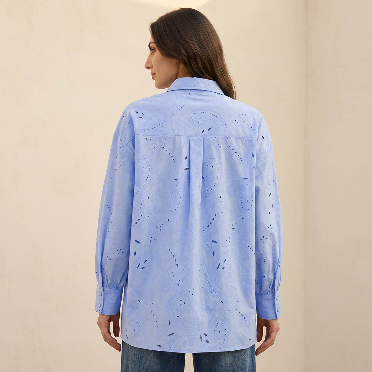 قميص قطن بتفاصيل مفرغة من آيكونيك-women-clothing-shirtsandblouses-shirts-image-4
