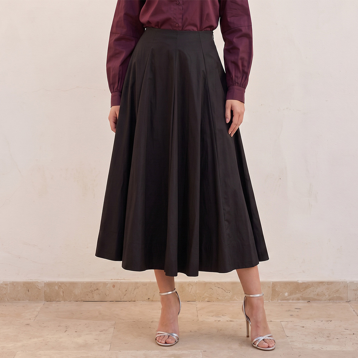 Splash Iconic Midi Length Cotton Panelled Skirt-women-clothing-skirts-image-1