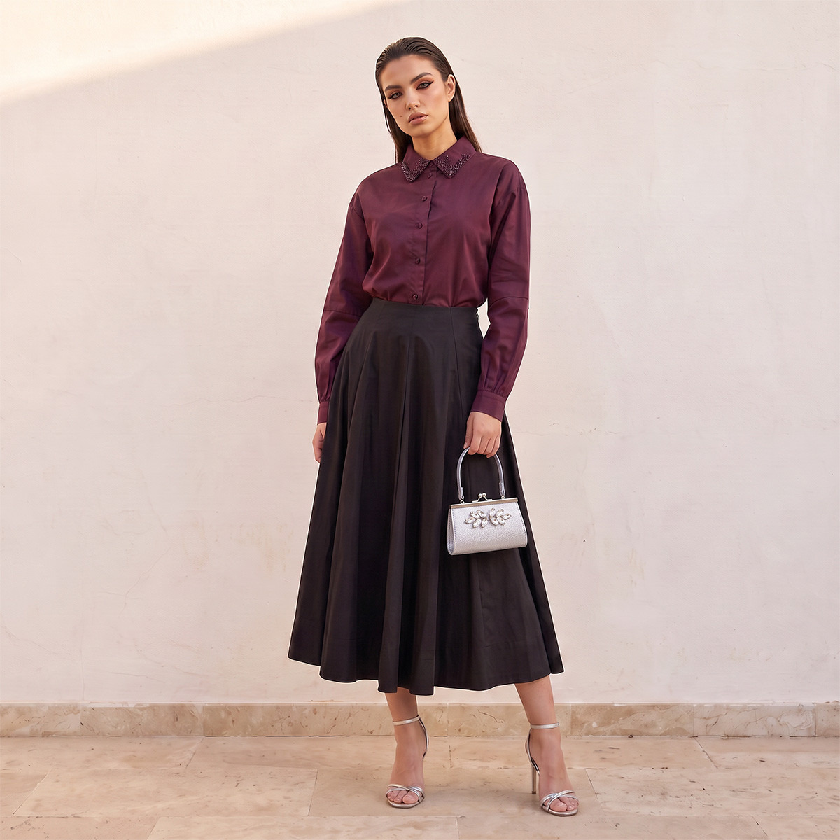 Splash Iconic Midi Length Cotton Panelled Skirt-women-clothing-skirts-image-4