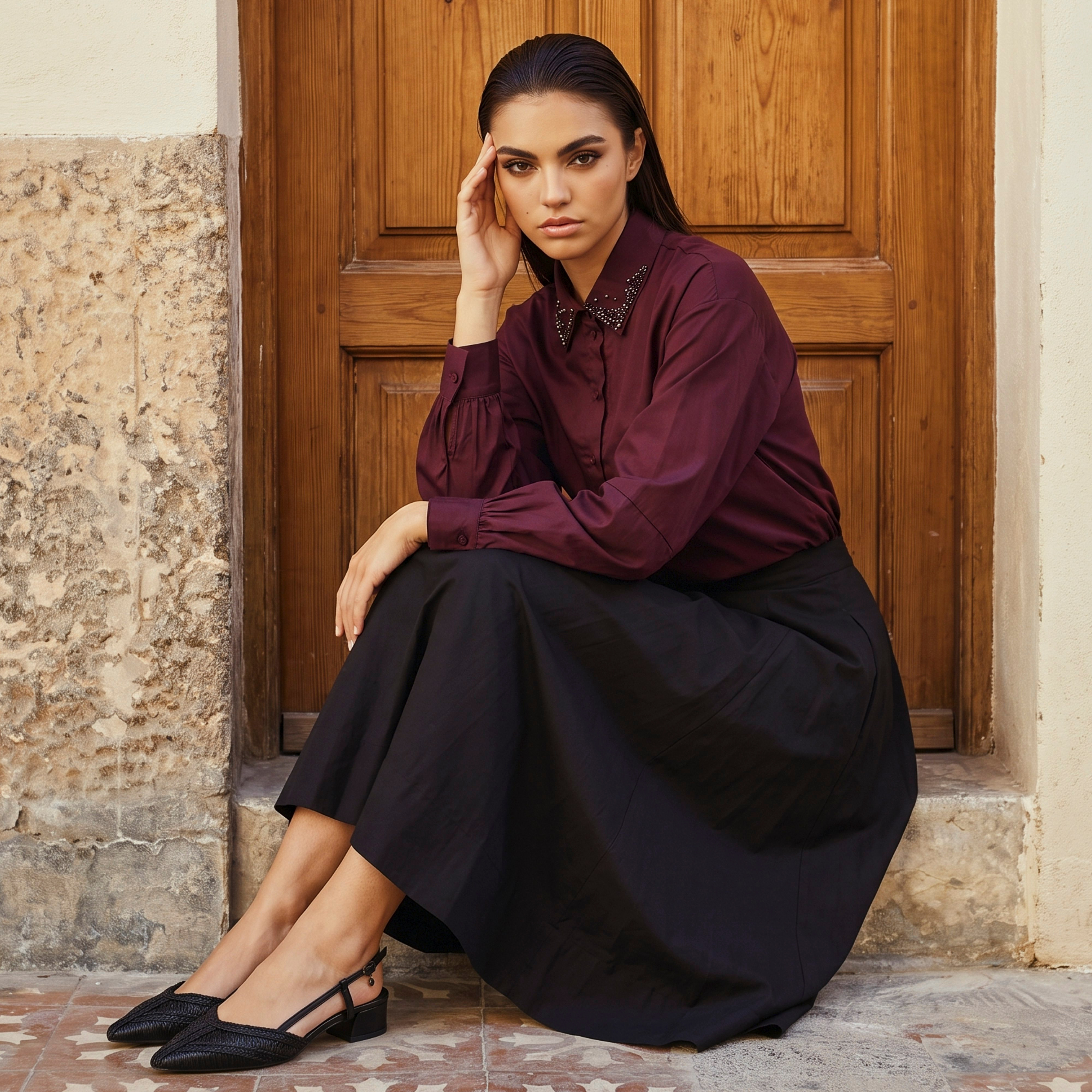 Splash Iconic Midi Length Cotton Panelled Skirt-women-clothing-skirts-image-1