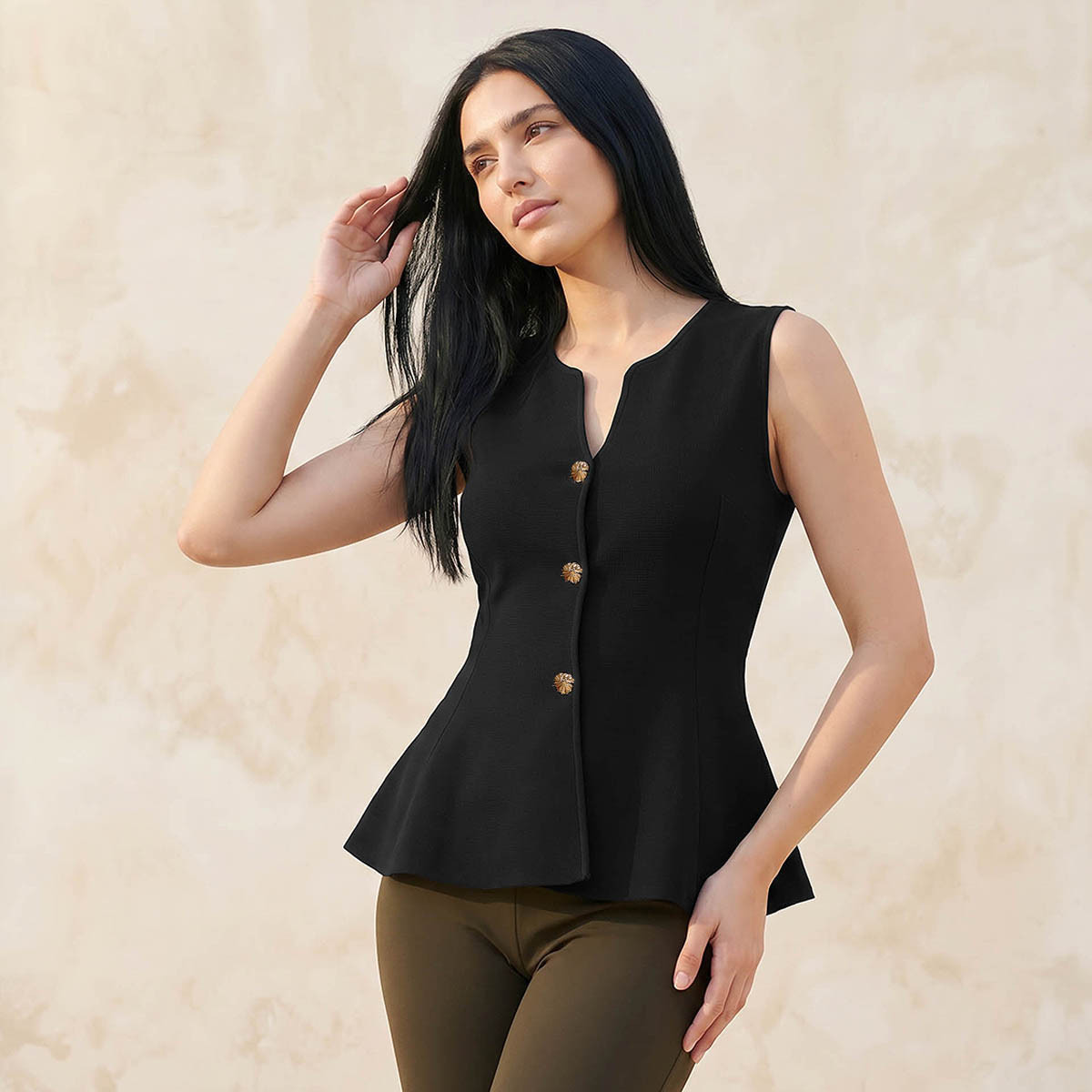 بلوزة بيبلوم بوصلة أزرار من آيكونيك-women-clothing-shirtsandblouses-blouses-image-1