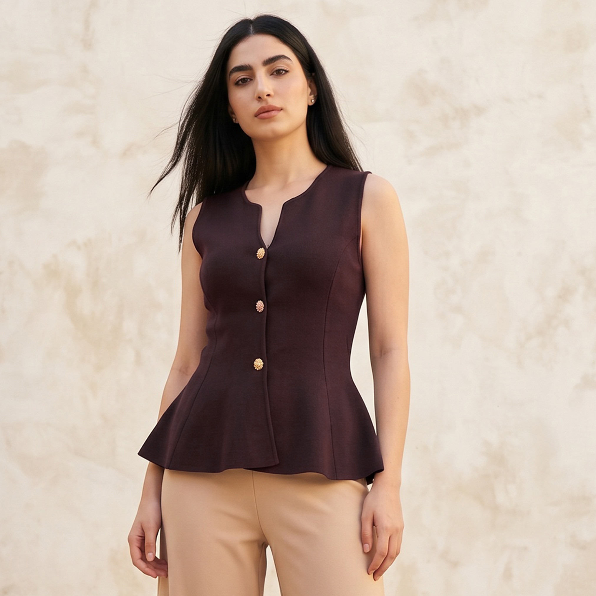 بلوزة بيبلوم بوصلة أزرار من آيكونيك-women-clothing-shirtsandblouses-blouses-image-1