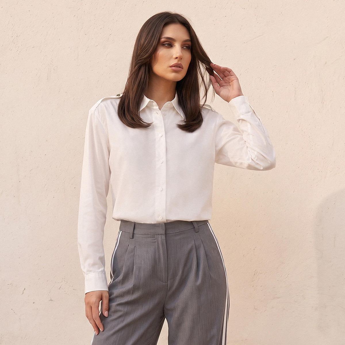 Splash Iconic Cotton Shirt with Epaulette-women-clothing-shirtsandblouses-shirts-image-2