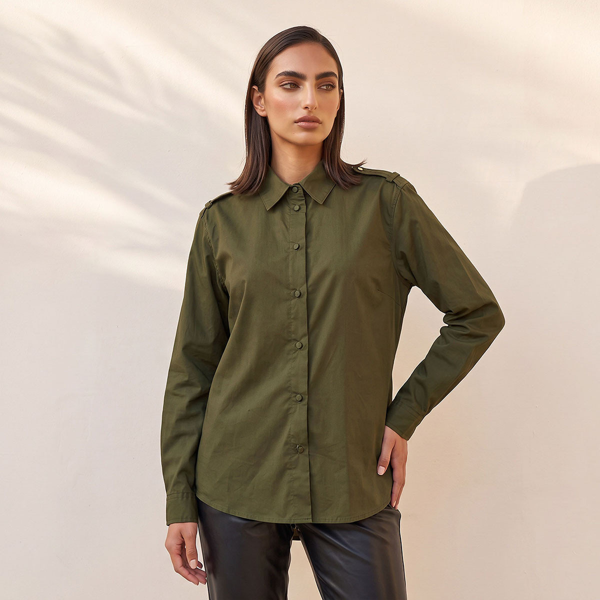Splash Iconic Cotton Shirt with Epaulette-women-clothing-shirtsandblouses-shirts-image-2