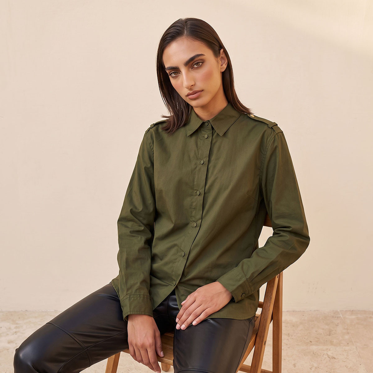 Splash Iconic Cotton Shirt with Epaulette-women-clothing-shirtsandblouses-shirts-image-6