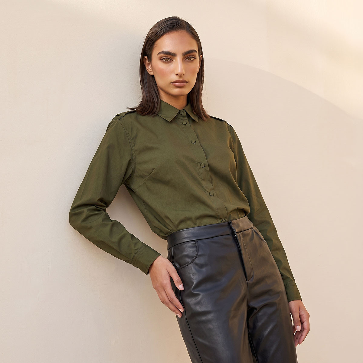 Splash Iconic Cotton Shirt with Epaulette-women-clothing-shirtsandblouses-shirts-image-7