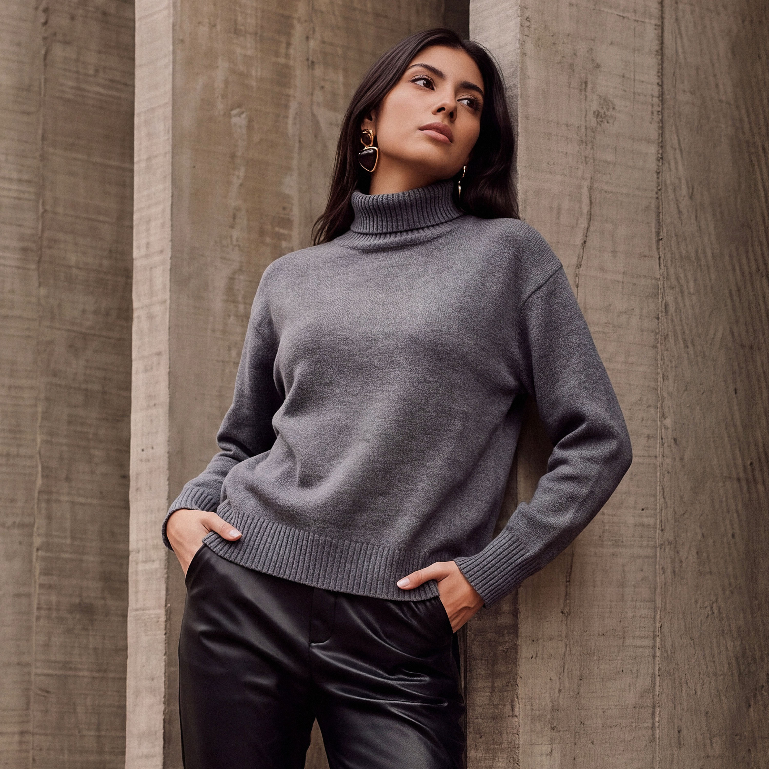 كنزة بارزة الملمس بياقة عالية من سبلاش آيكونيك-women-winterwear-cardigansandjumpers-jumpers-image-1