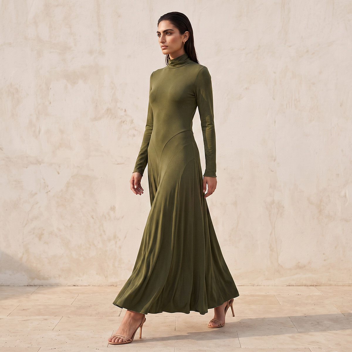 Splash Iconic Panelled Maxi Dress with High Neck-women-clothing-dresses-image-2