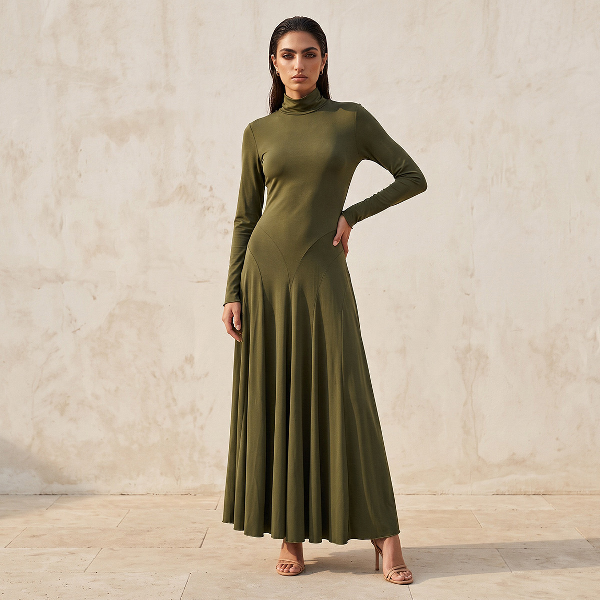Splash Iconic Panelled Maxi Dress with High Neck-women-clothing-dresses-image-4