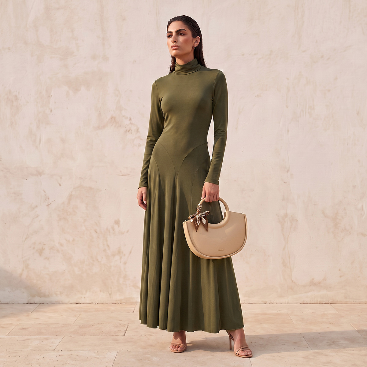 Splash Iconic Panelled Maxi Dress with High Neck-women-clothing-dresses-image-5