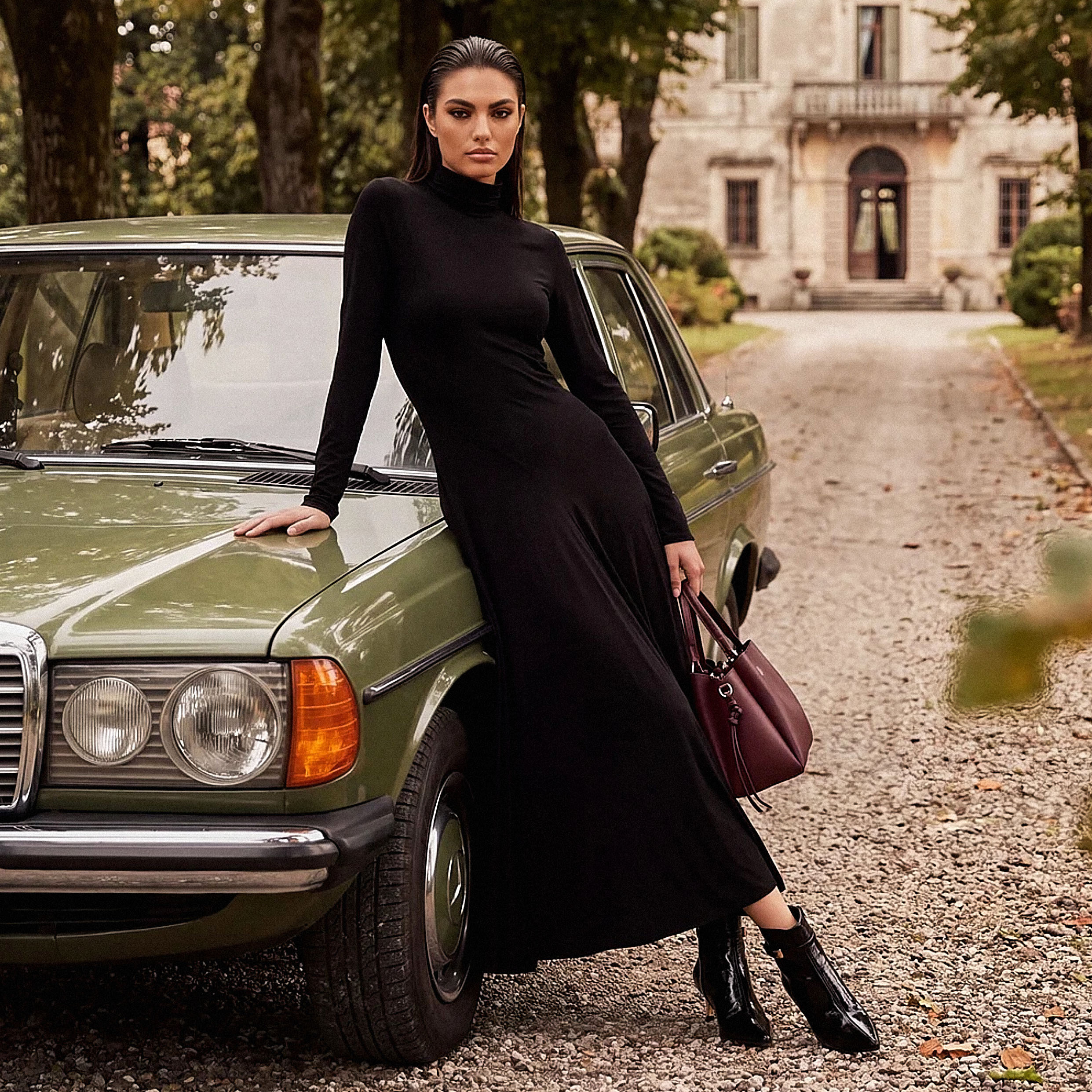 فستان ماكسي بياقة عالية وتصميم ألواح من سبلاش آيكونيك-women-clothing-dresses-image-1