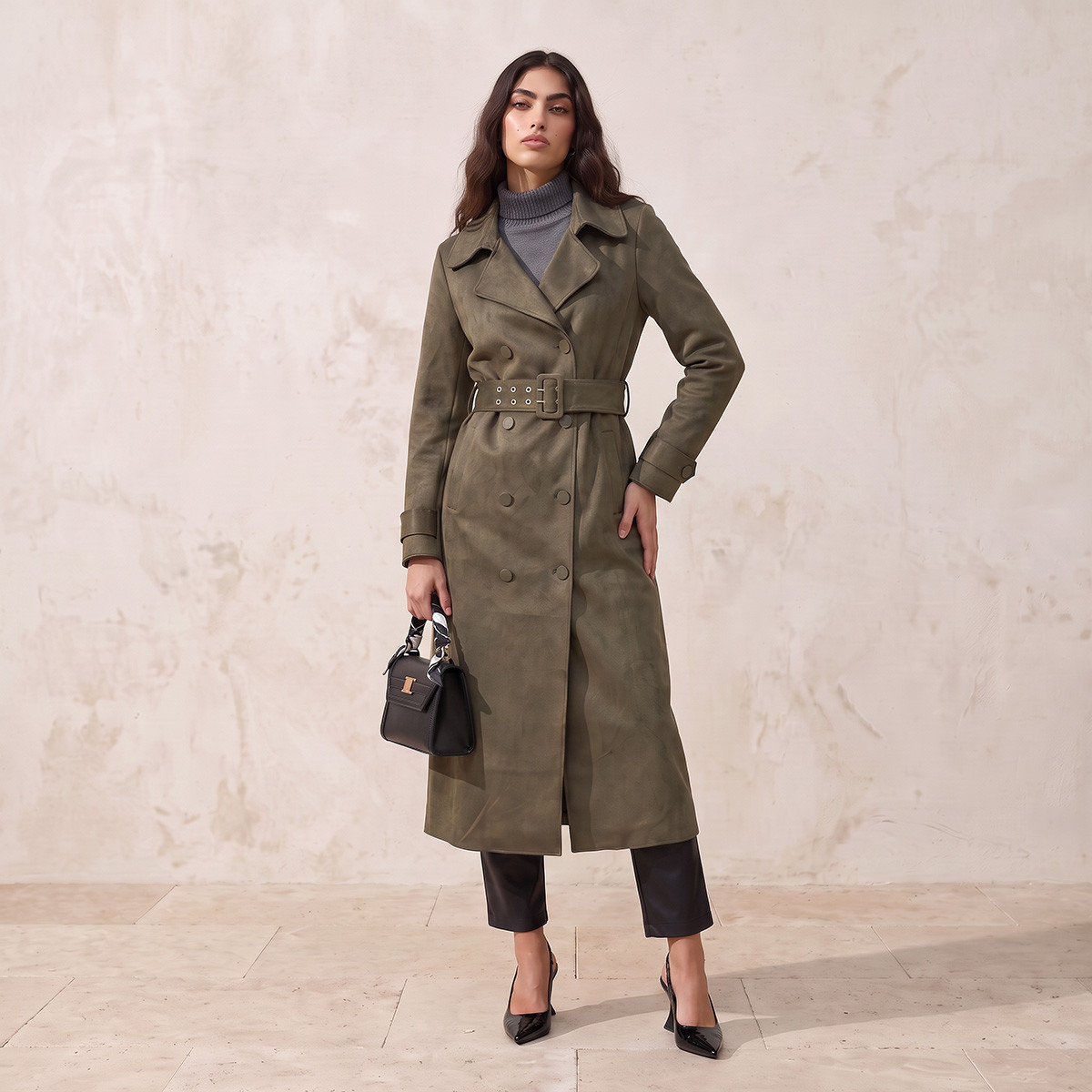 معطف ترنش شمواه بحزام من سبلاش آيكونيك-women-winterwear-coatsandjackets-coats-image-4