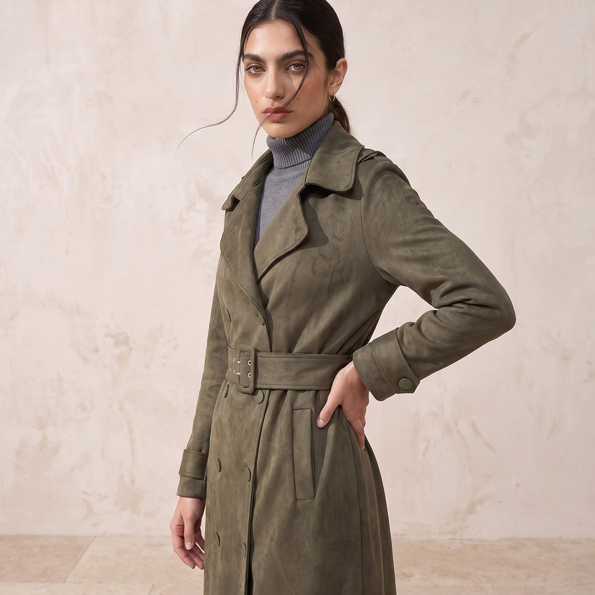 معطف ترنش شمواه بحزام من سبلاش آيكونيك-women-winterwear-coatsandjackets-coats-image-7