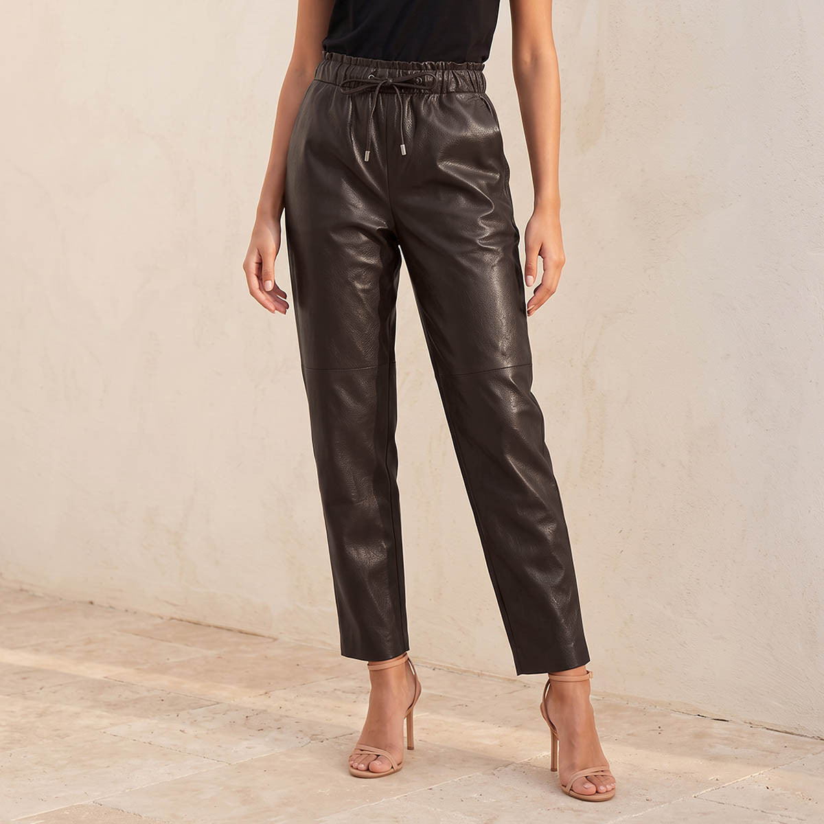 Iconic Faux Leather Cut and Sew Detail Trousers-women-clothing-trousers-image-2