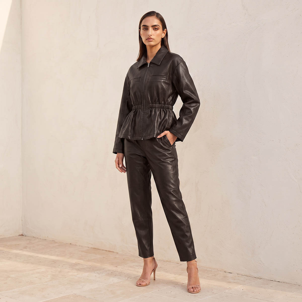Iconic Faux Leather Cut and Sew Detail Trousers-women-clothing-trousers-image-3